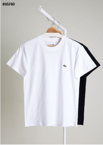 🔆 [Lacoste] 라코스테 로고 패치 솔리드 숏 슬리브 코튼 티셔츠 🔆