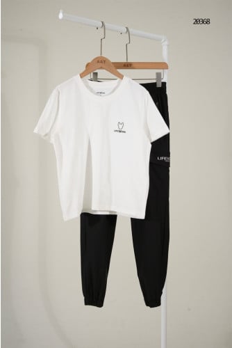 🔆 [LIFEWORK] 라이프워크 미니 도그 로고 반팔 티셔츠 & 조거 팬츠 셋 🔆