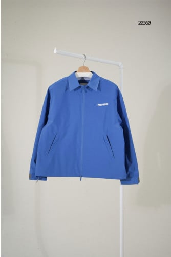 🔆 [MIUMIU] 미우미우 스몰 로고 블루 미니멀 집업 자켓 🔆