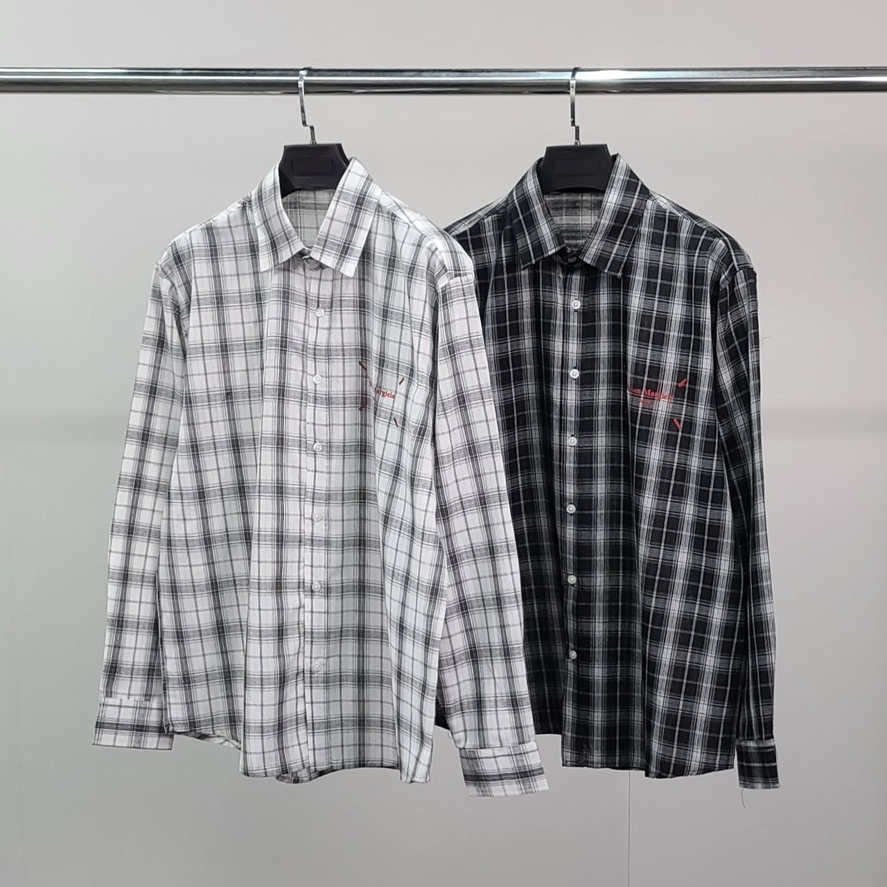 💕 메* 마르지엘라 레드넘버 오버 체크 셔츠