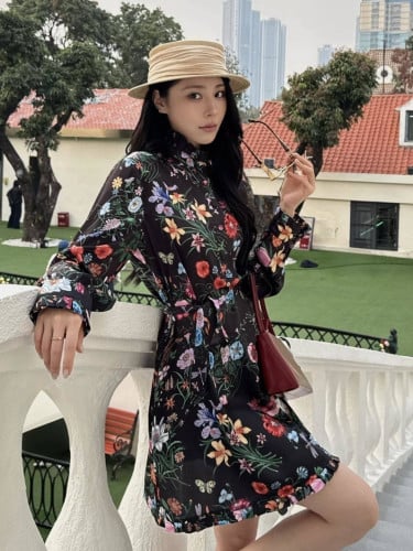 💕 구* 플로라 프린트 실크 원피스