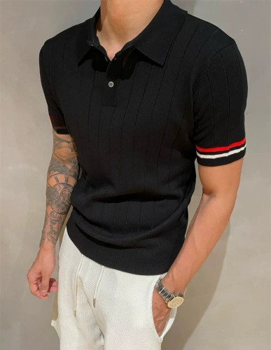 💕 톰* 옴므 원암 삼선 카라 반팔 니트