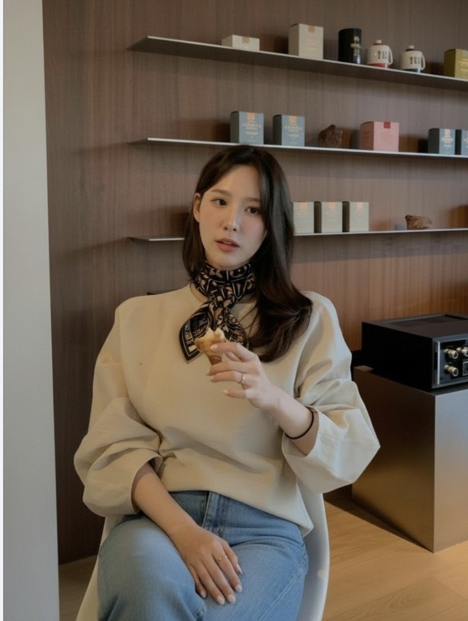 💕 루* 골드모노그램 로고 스카프