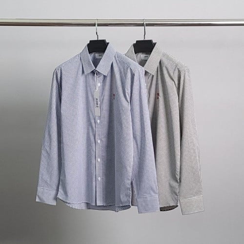 AM 스몰하트자수 체크 셔츠