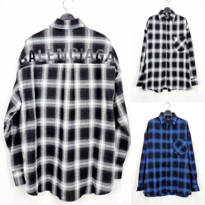 BLC 백로고 오버핏 체크셔츠