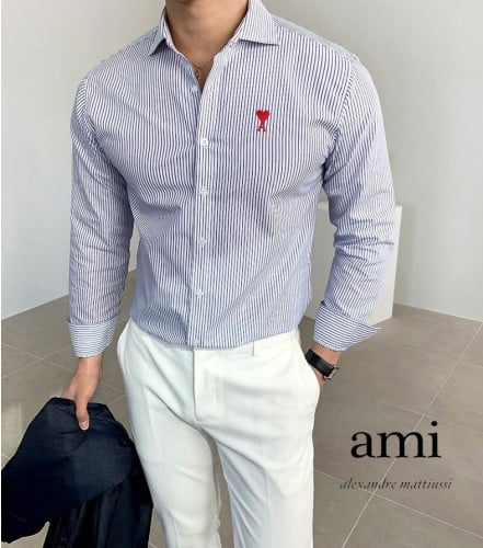 19287_AM 스몰체인 스트라이프 드레스셔츠