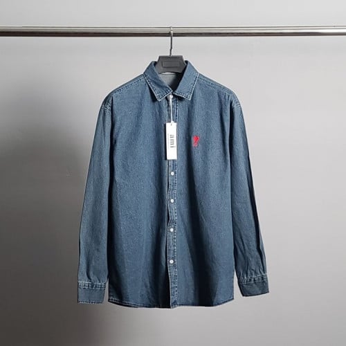 AM 스몰하트자수 오버 데님 셔츠