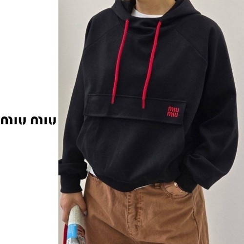 MU 캥거루 자수 기모 후드 티