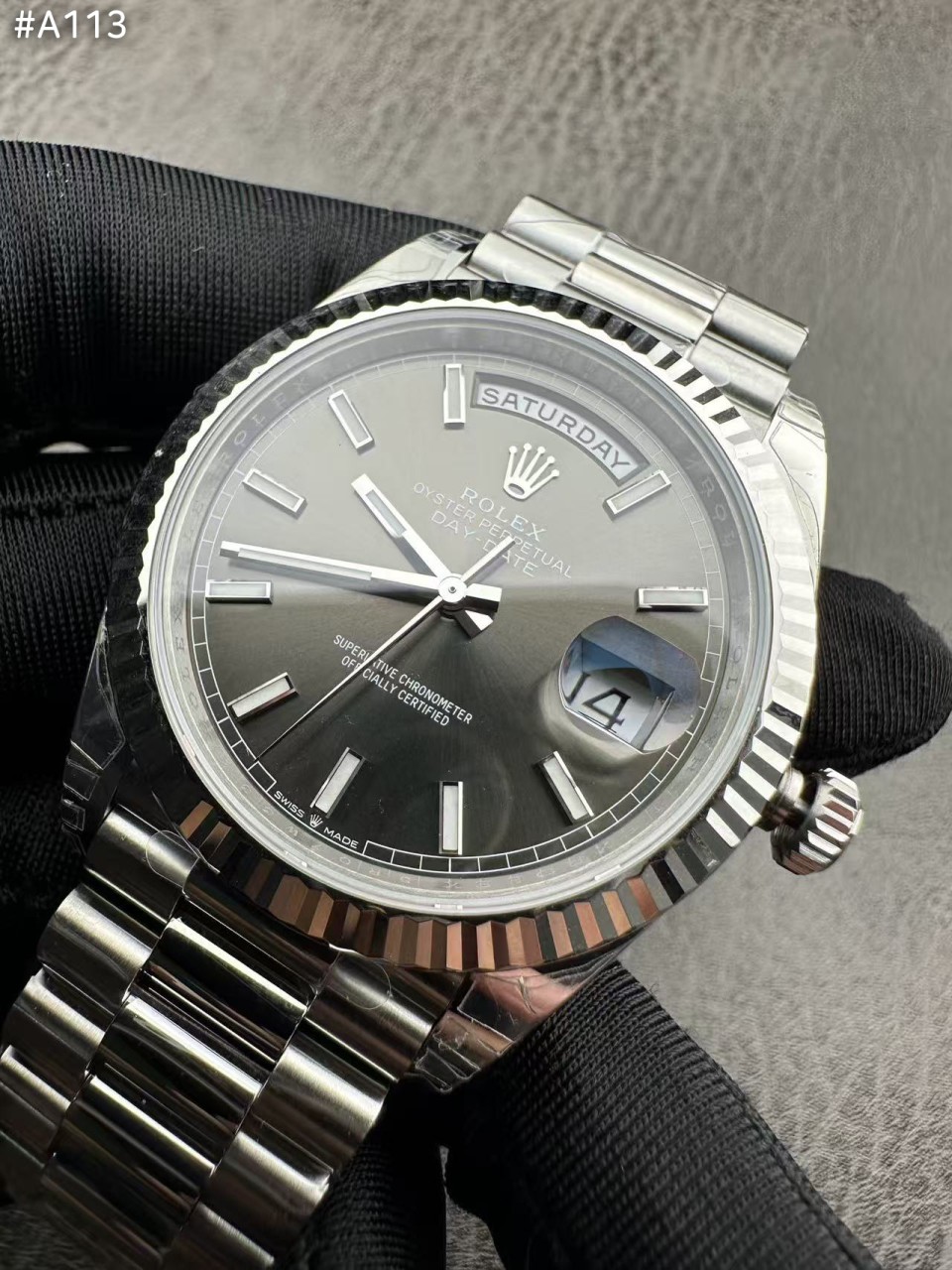 #로렉스 C공장 3255 데이데이트 실버 선레이 다이얼 (프레지던트) 40MM