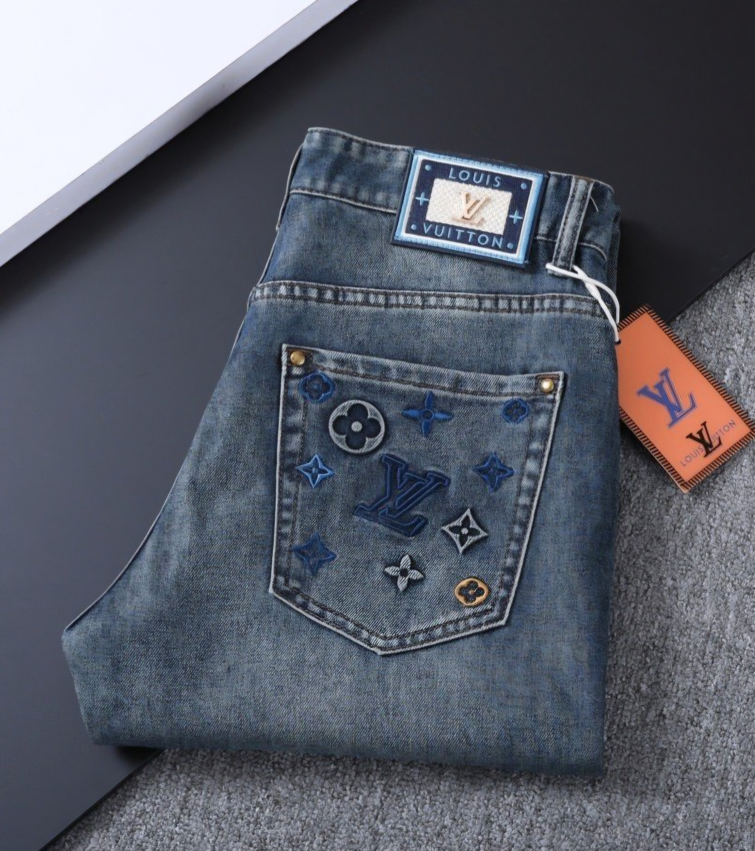 루VVV 멀티 자수 워싱스판 데님진✔수입최*고급