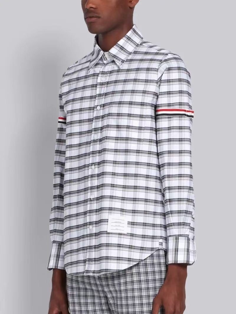 톰VVV 스트라이프 암밴드 체크 옥스포드셔츠