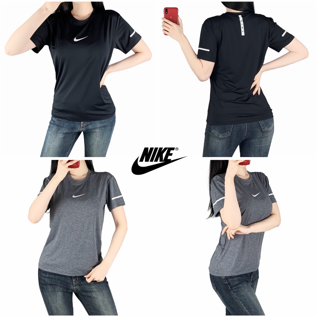 <나이키 실리콘 나염 기능성 스판 반팔>