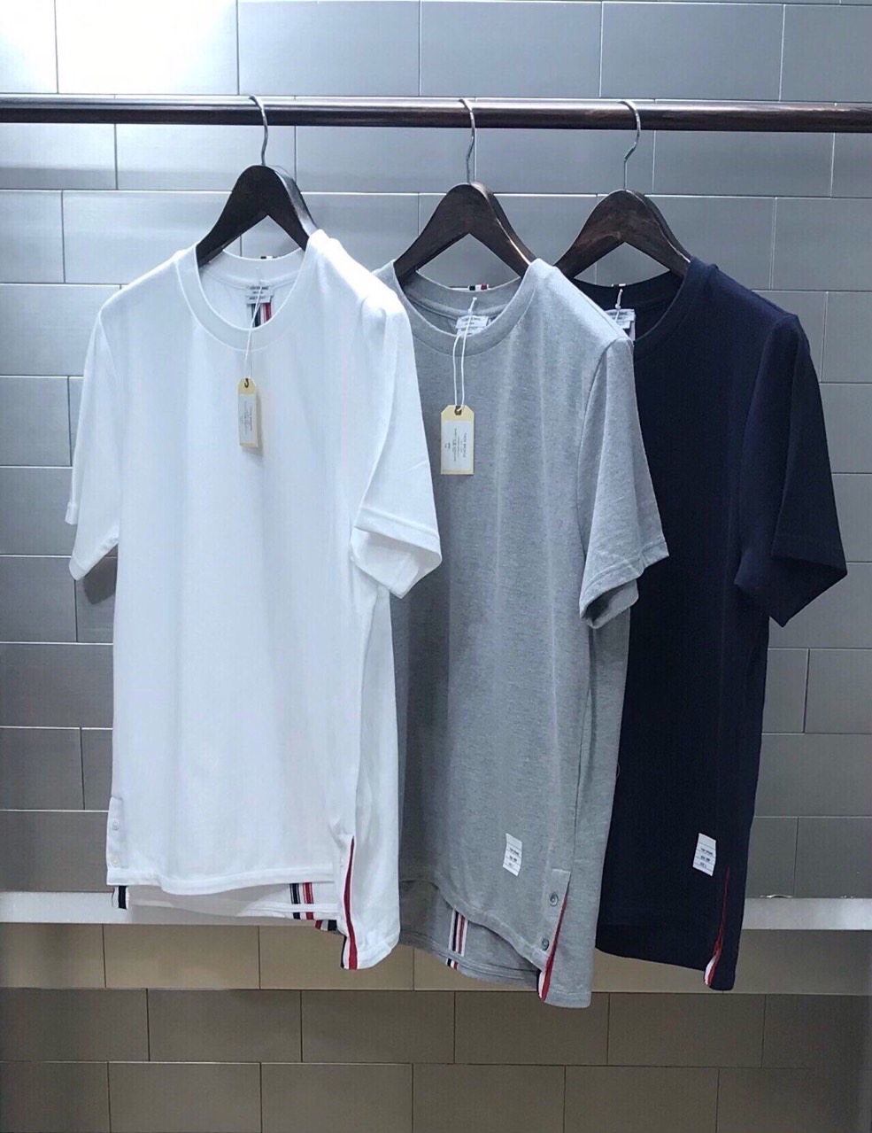 T 백스트라이프 피케 반팔티셔츠