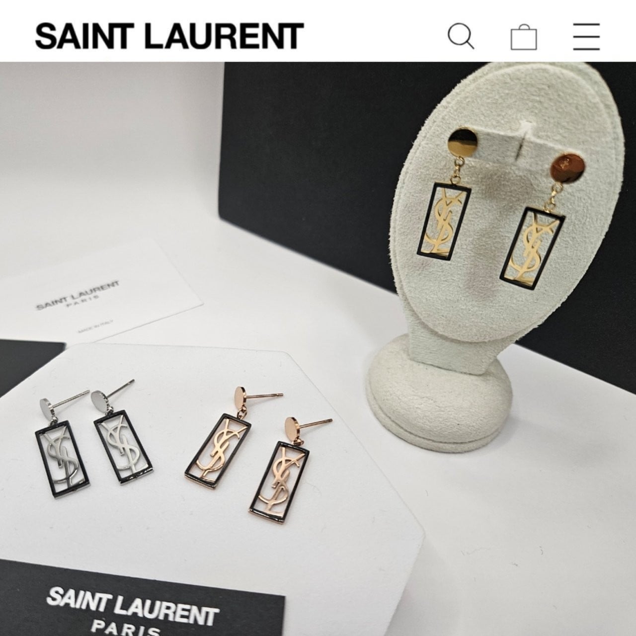 YSL 로고 팬던트 귀걸이