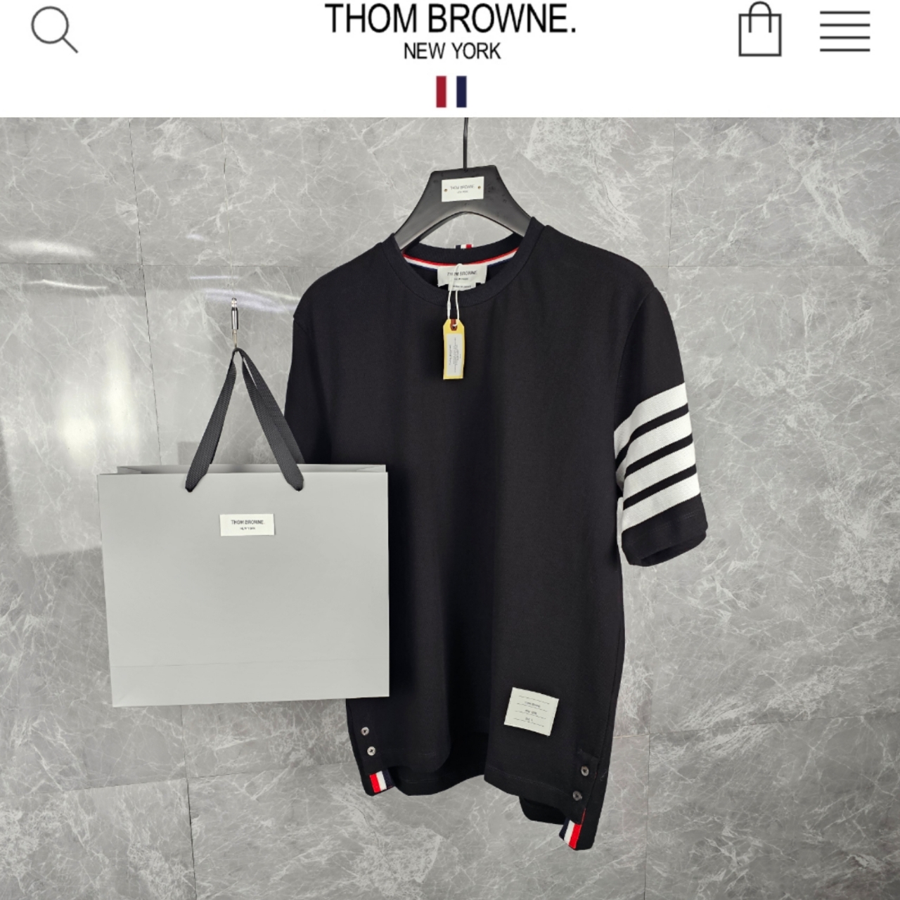 수입 TB 시그니쳐 사선완장 스웻 티셔츠 블랙