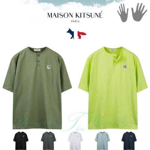 💕 메* 키츠네 슬라브 오버핏 헨리넥 반팔