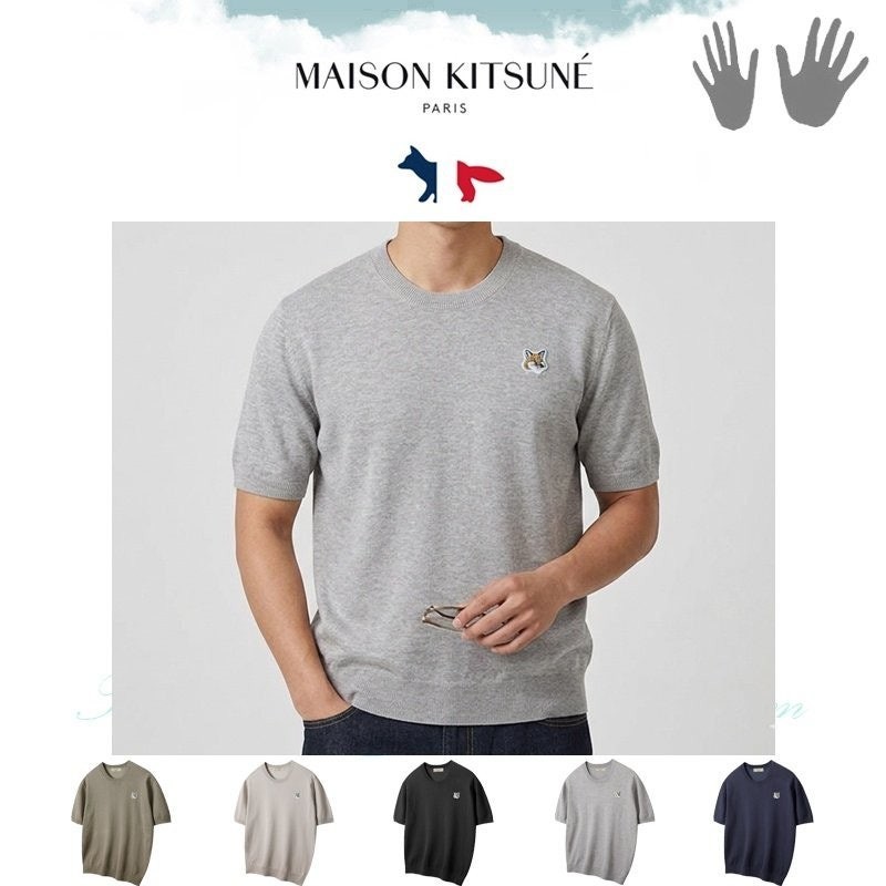 💕 메* 키츠네 쿨 라운드 반팔 니트