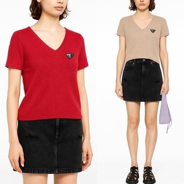 💕 프** 부클 브이넥 니트반팔