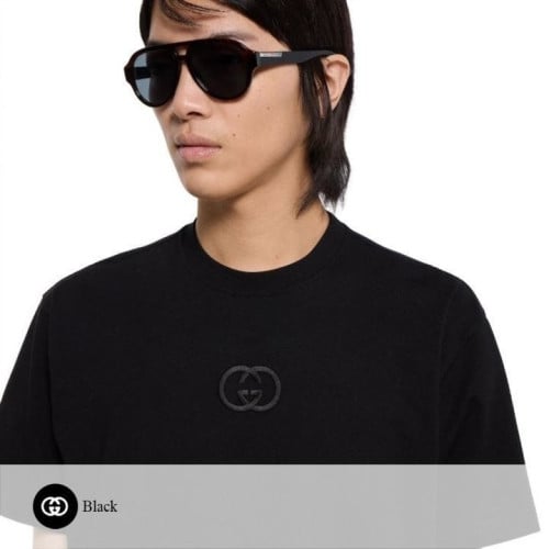 💕 구* Interlocking G 자수 코튼 티셔츠