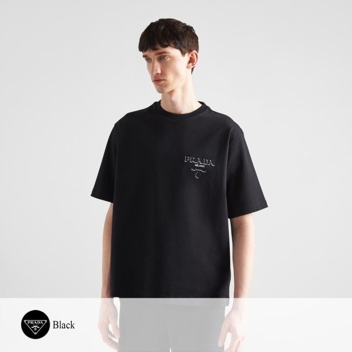 💕 프** 프린티드 레터링 로고 티셔츠