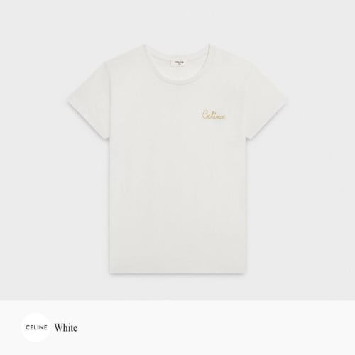 💕 셀** 체인 스티치 골드 루렉스 자수 티셔츠