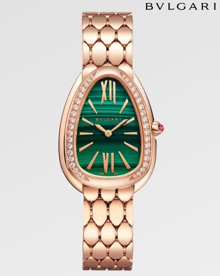 💕 불** 세르펜티 세두토리 워치 로즈골드 그린다이얼 다이아