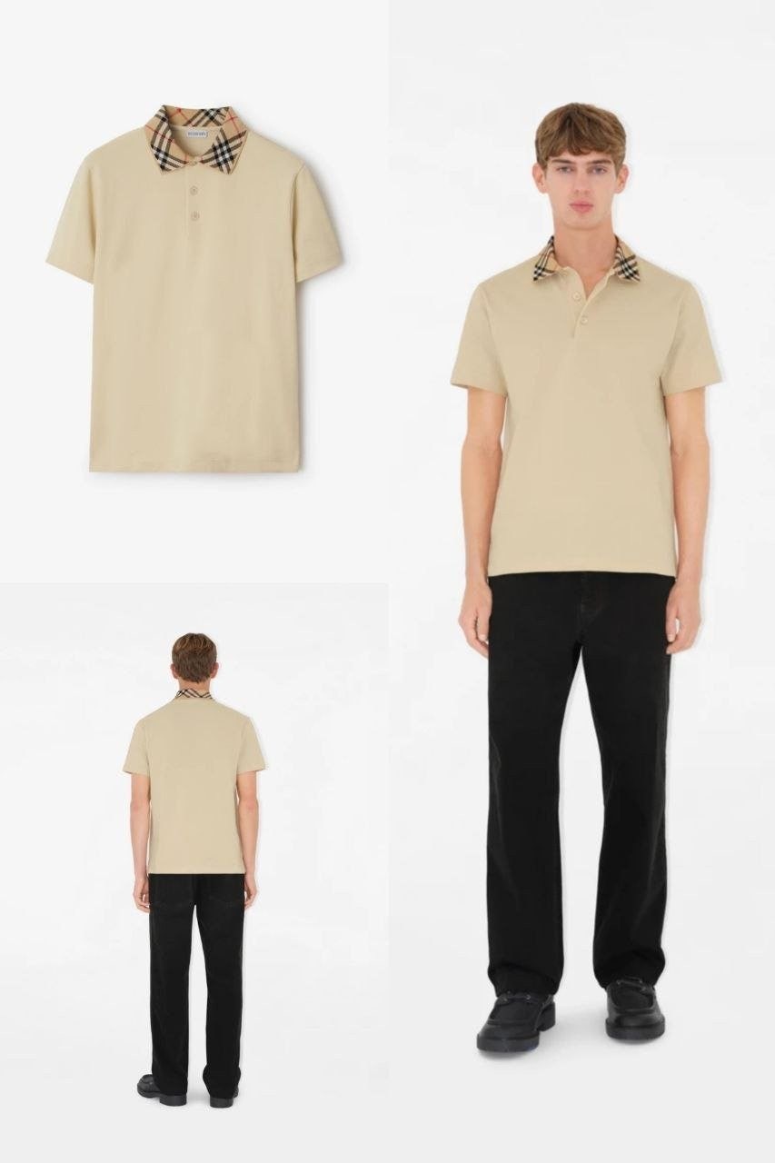 💕 버** 체크 카라 폴로 반팔티셔츠 - 수입 (블랙)