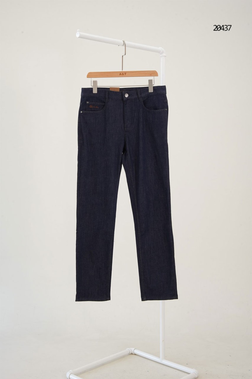 🔆 [Loro Piana] 로로피아나 브라운 레더 패치 자수 로고 데님 팬츠 🔆