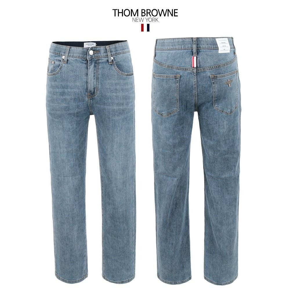 💕 톰* 딥블루 쿨터치데님 세미와이드 히든밴드 팬츠