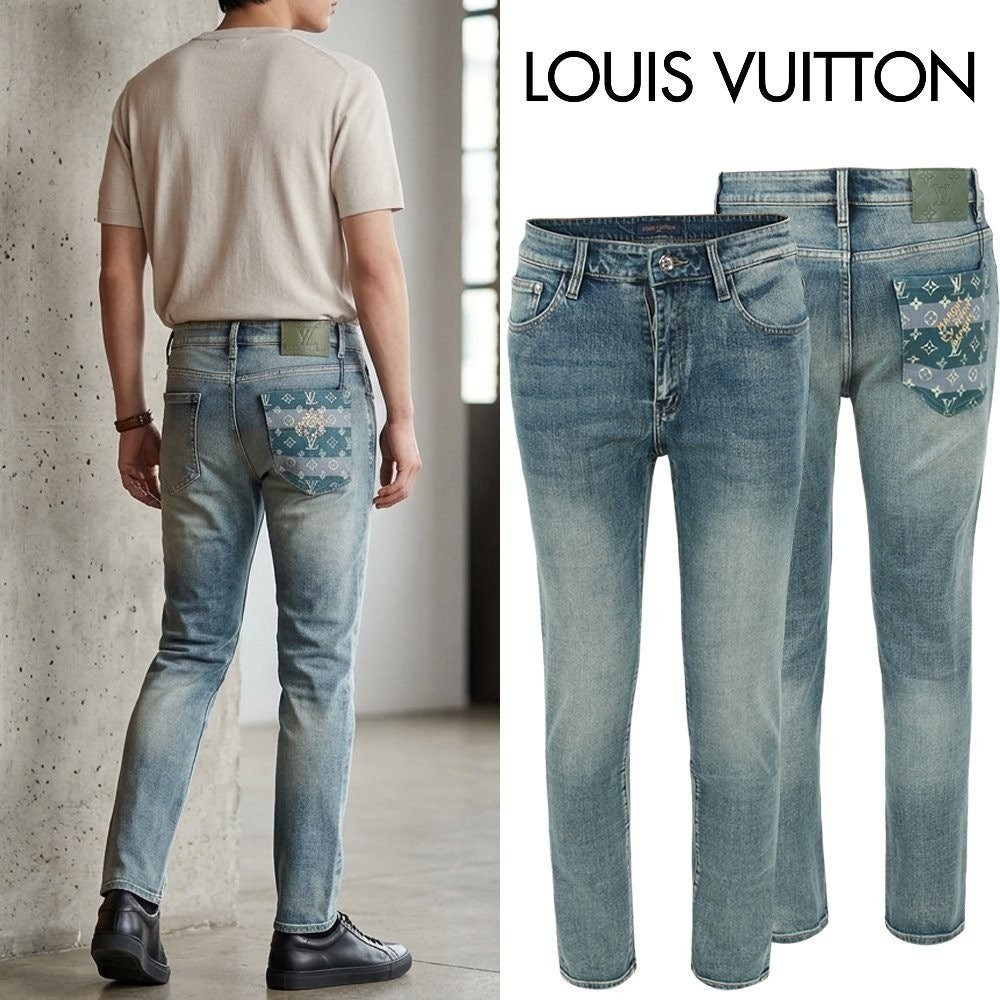 💕 루* 그린 레더 모노 포켓 슬림 일자진