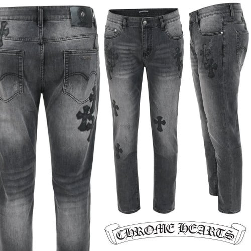 💕 크* 멀티 레더 패치 흑청 슬림 일자진