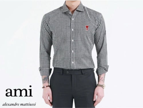 💕 아* 스몰하트패치 체크 포플린 셔츠