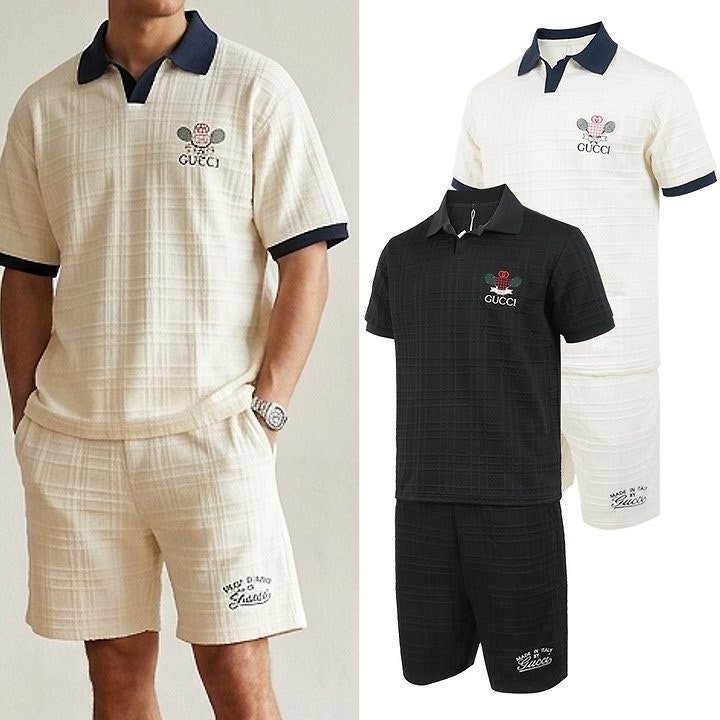 💕 구* 라켓자수 와플 오픈카라 세트