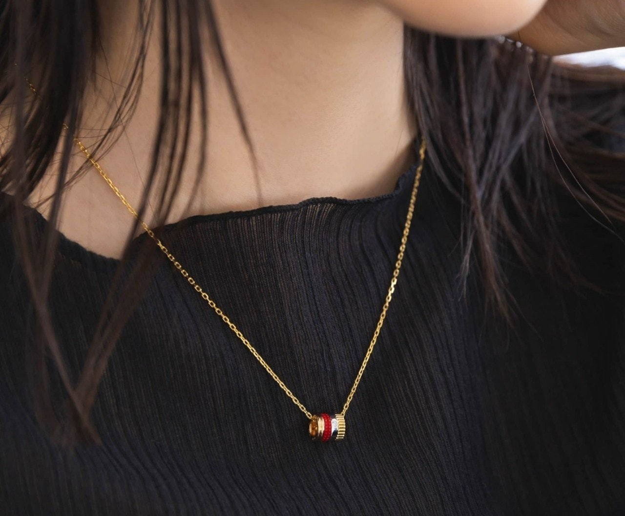 💕 부** 콰트로 레드에디션 링 펜던트 목걸이✔수입최고급