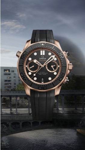 오메가 코액시얼 씨마스터 다이버300M 블랙다이얼 로즈골드