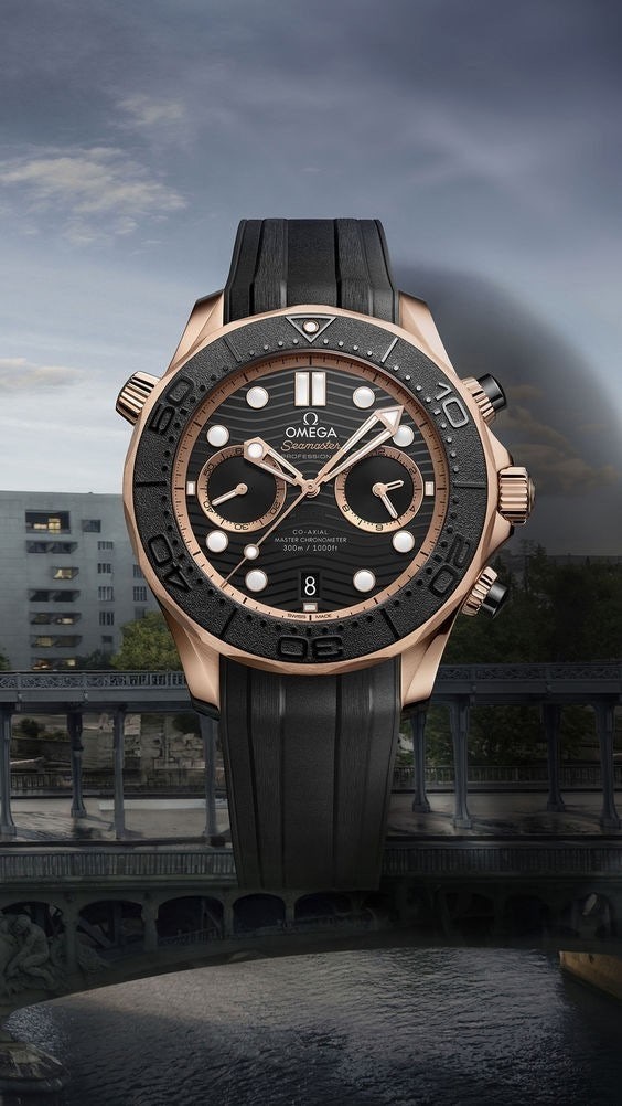 오메가 코액시얼 씨마스터 다이버300M 블랙다이얼 로즈골드