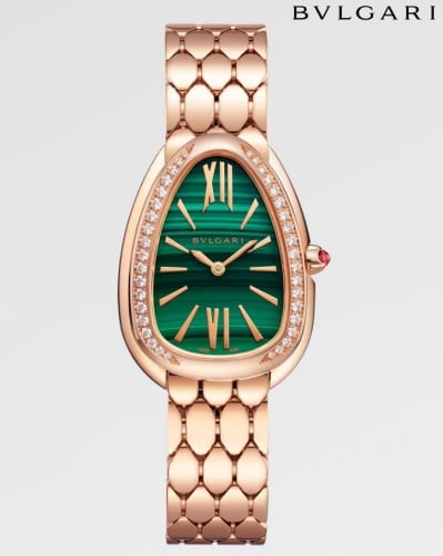 불가리 세르펜티 세두토리 워치 로즈골드 그린다이얼 다이아
