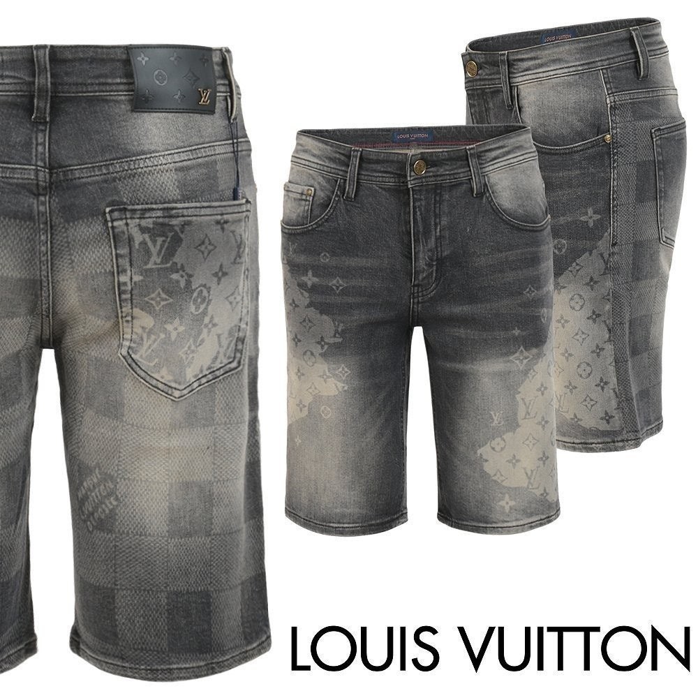 💕 루* 그래픽 다미 흑청 하프 팬츠