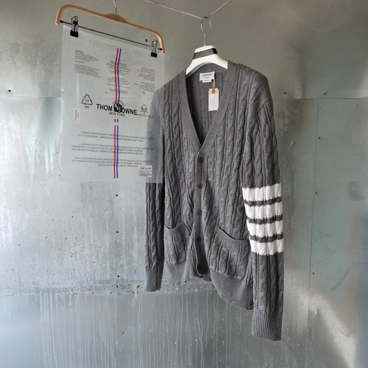 💕 톰* 사선 케이블 니트 브이넥 가디건