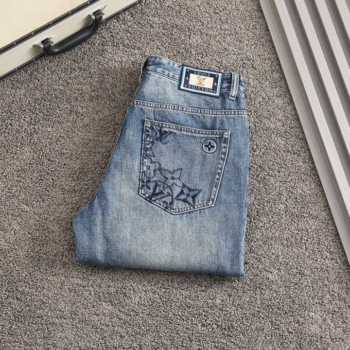 모노그램 자수로고 골드파츠 스판 데님진 LOU-2434