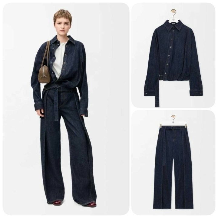 여성 드레이프 데님셔츠 & 데님팬츠 SET LOE-597