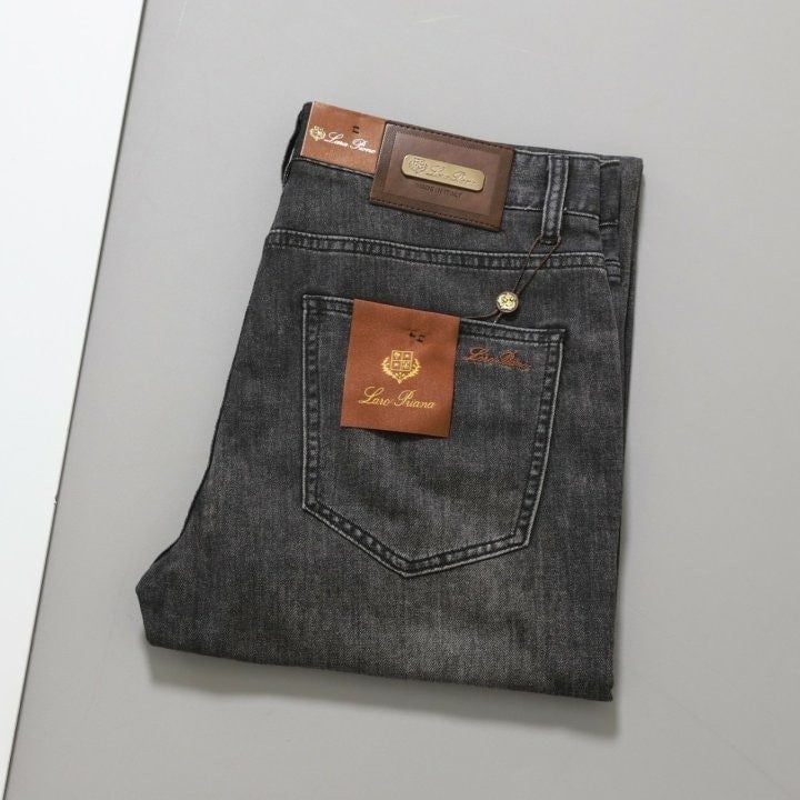 브라운 레더탭 데님 팬츠 LO-278