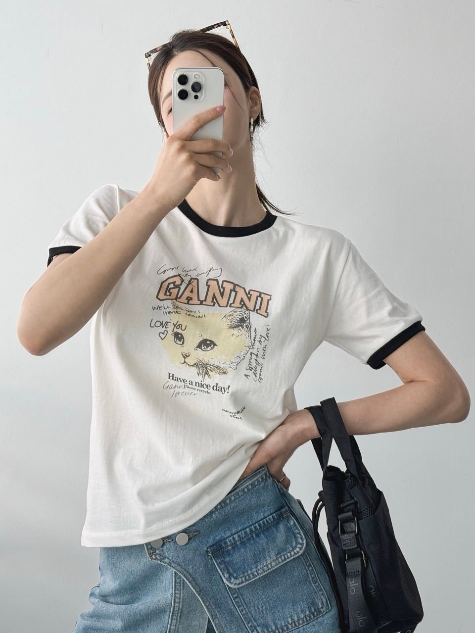 여성 캣 배색T GA-187