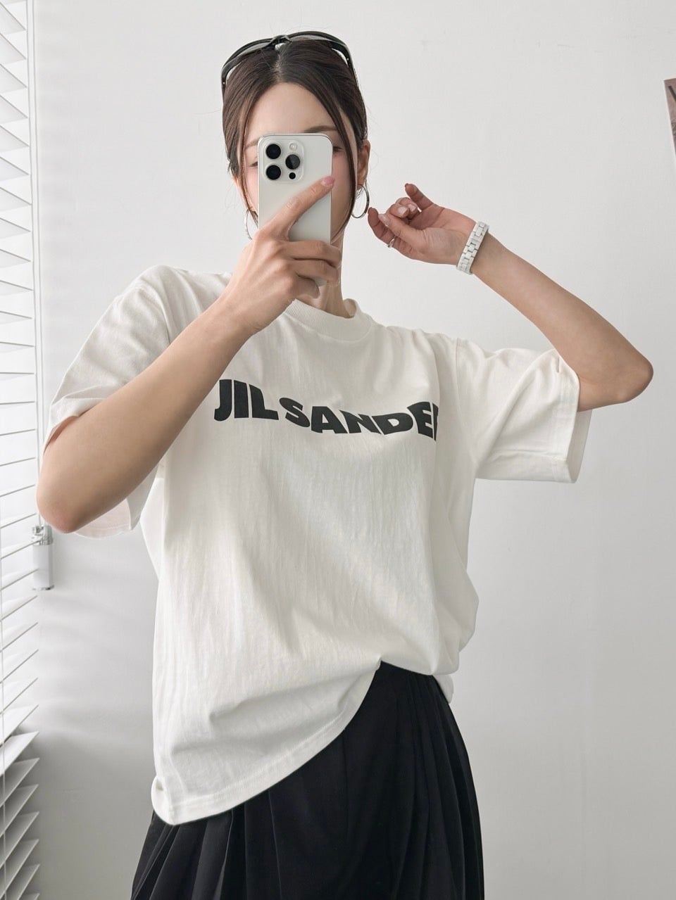 여성 로고 박스T 아이보리 JIL-191