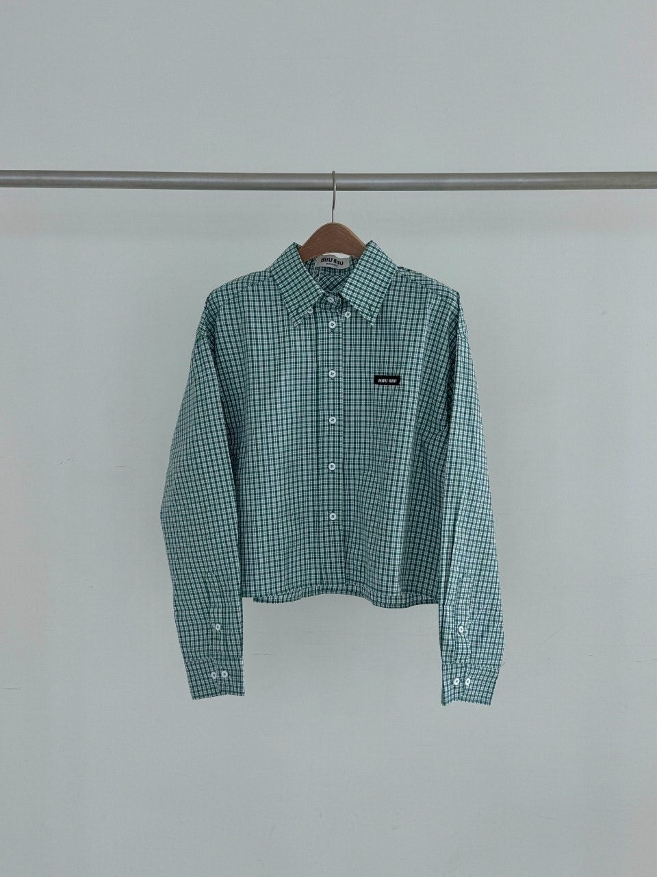 여성 그린 체크 숏셔츠 MU-971