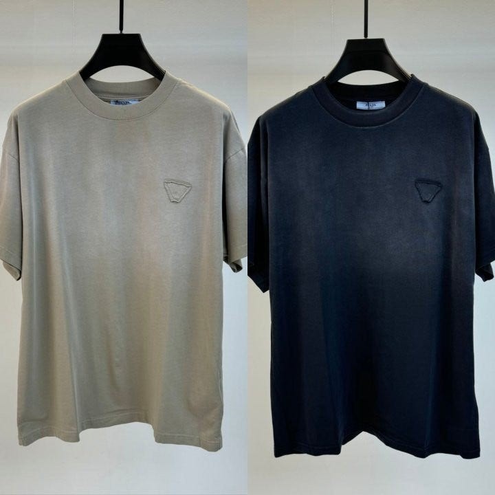 히든삼각로고 워싱 라운드 티셔츠 PR-3751