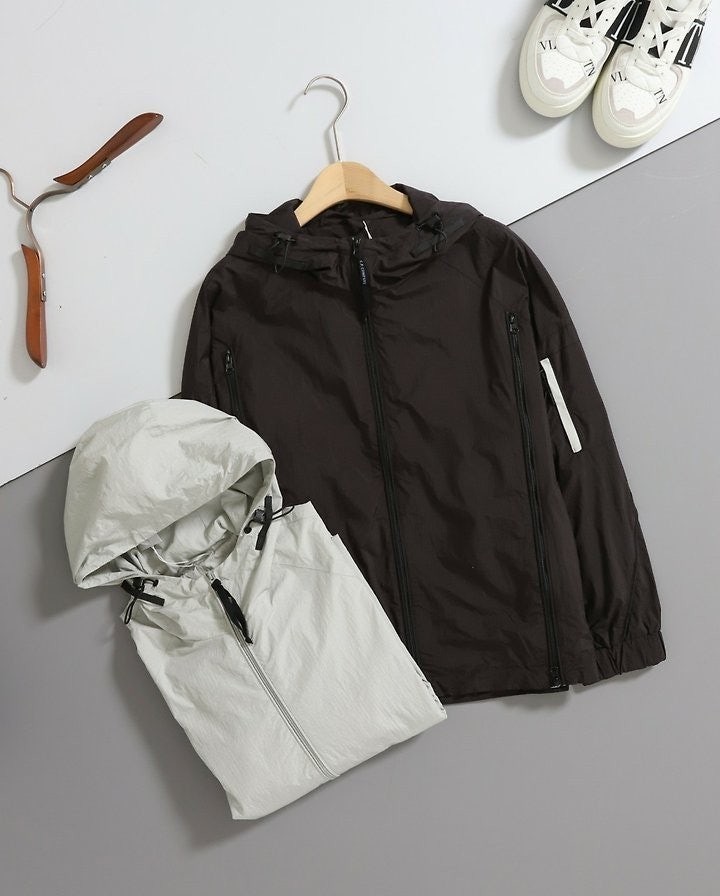 *빅사이즈 추가* 라인 지퍼 후드 바람막이 자켓 CP-3703