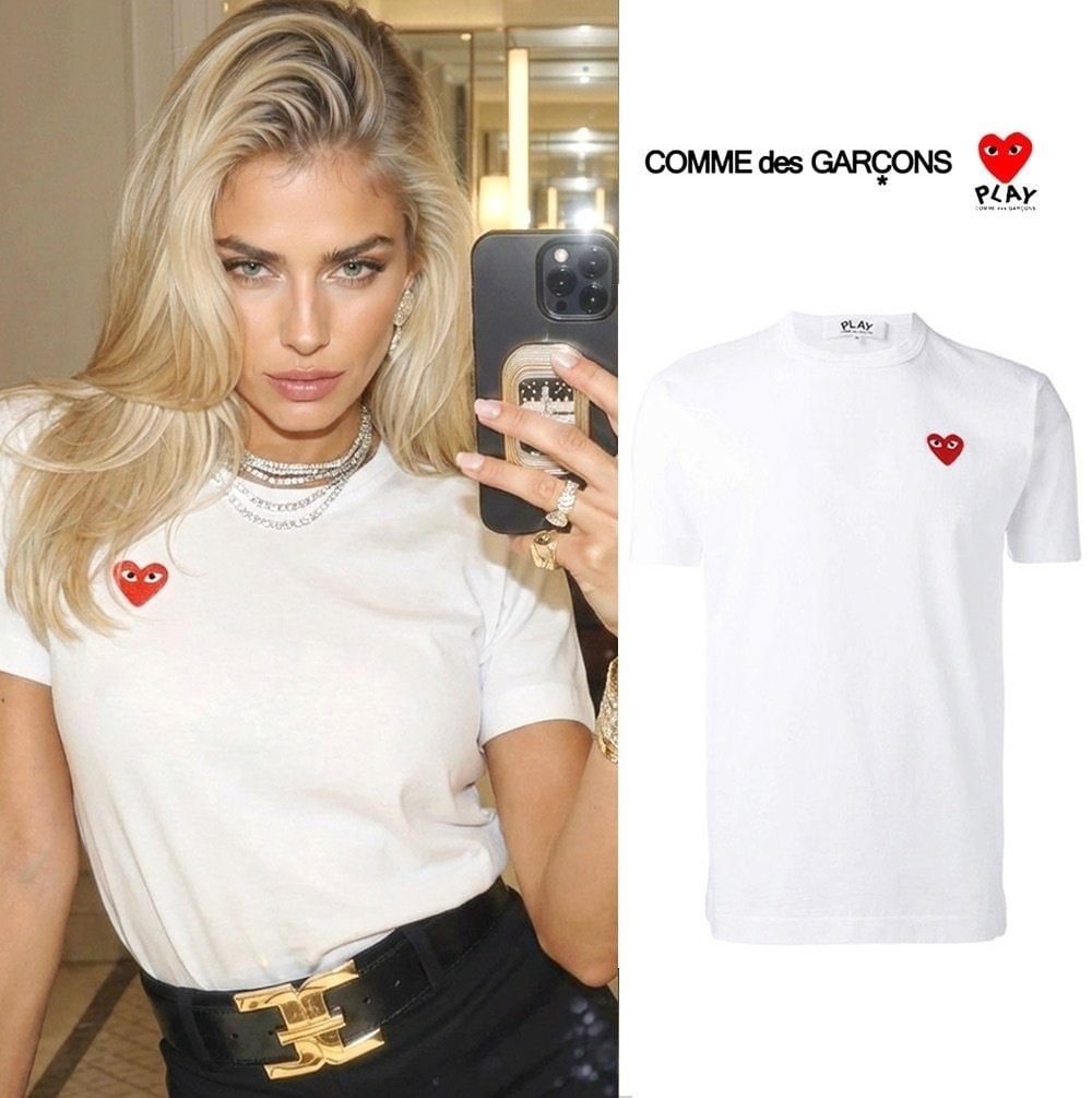 커플 반팔 화이트(레드) COM-605