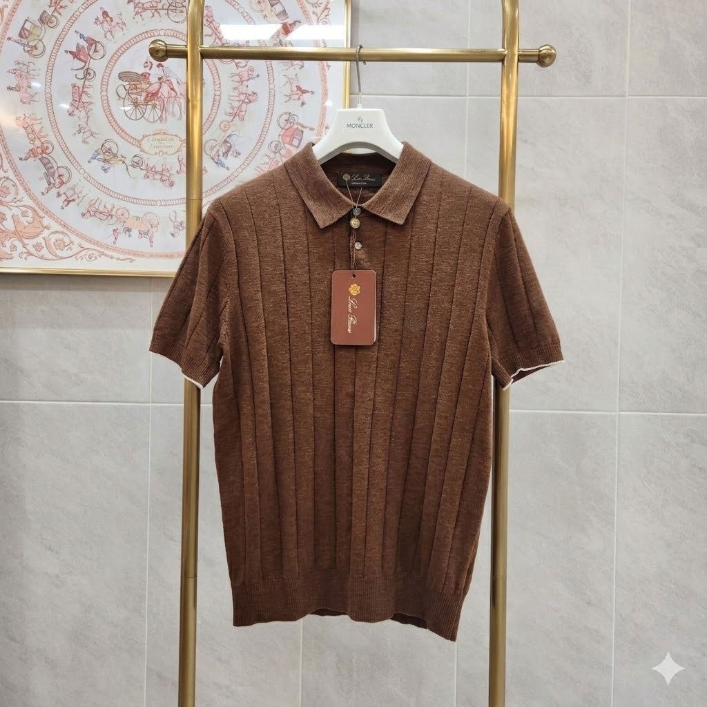 💕 로* 피아나 자수로고 린넨 카라니트