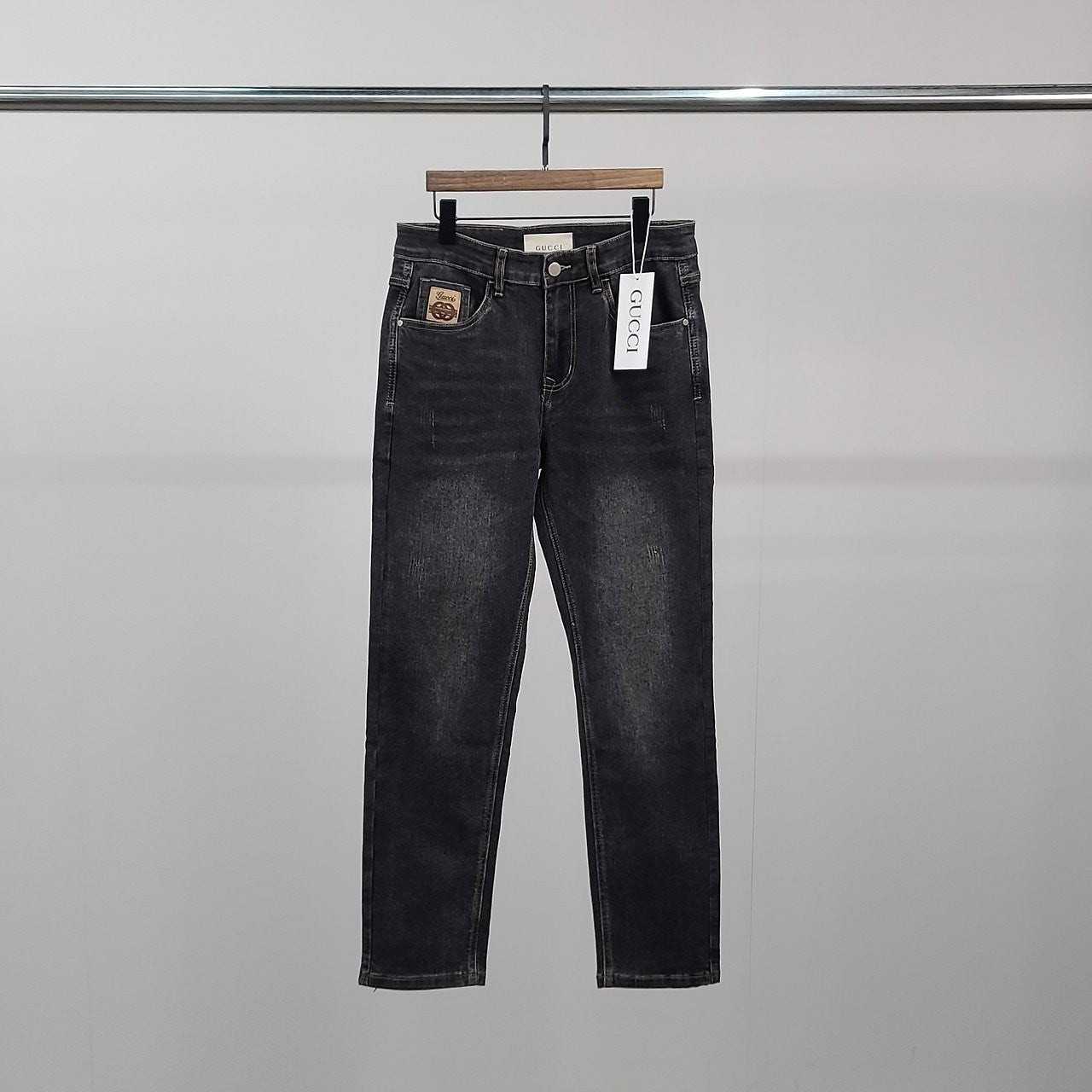 💕 구* 포켓 로고자수 흑 청바지